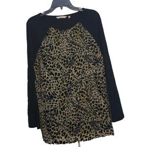 Soft Surroundings Animal Instincts Top‎ Women’s Size L Burnout Velvet Leopard